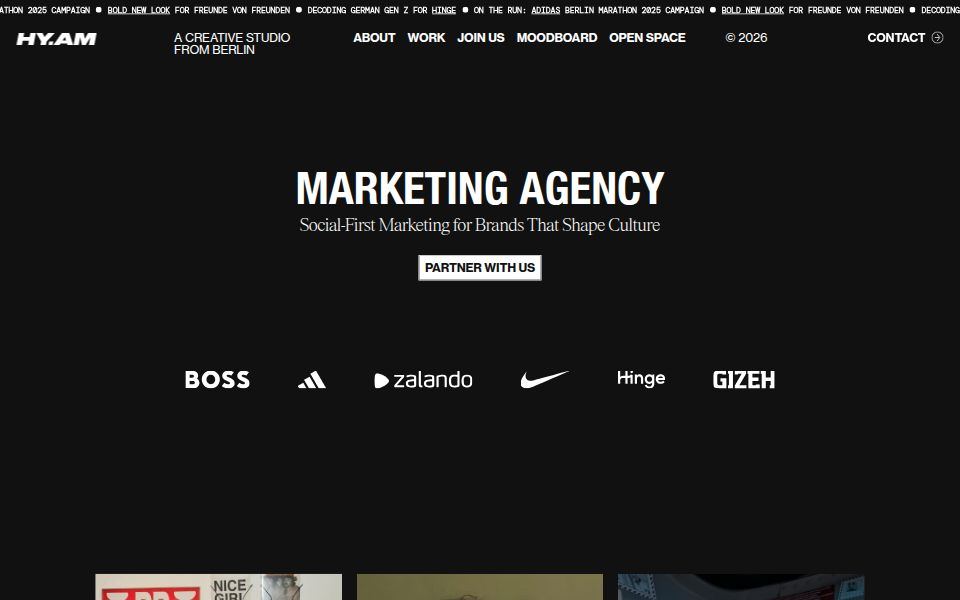 HY.AM Studios homepage, September 2026