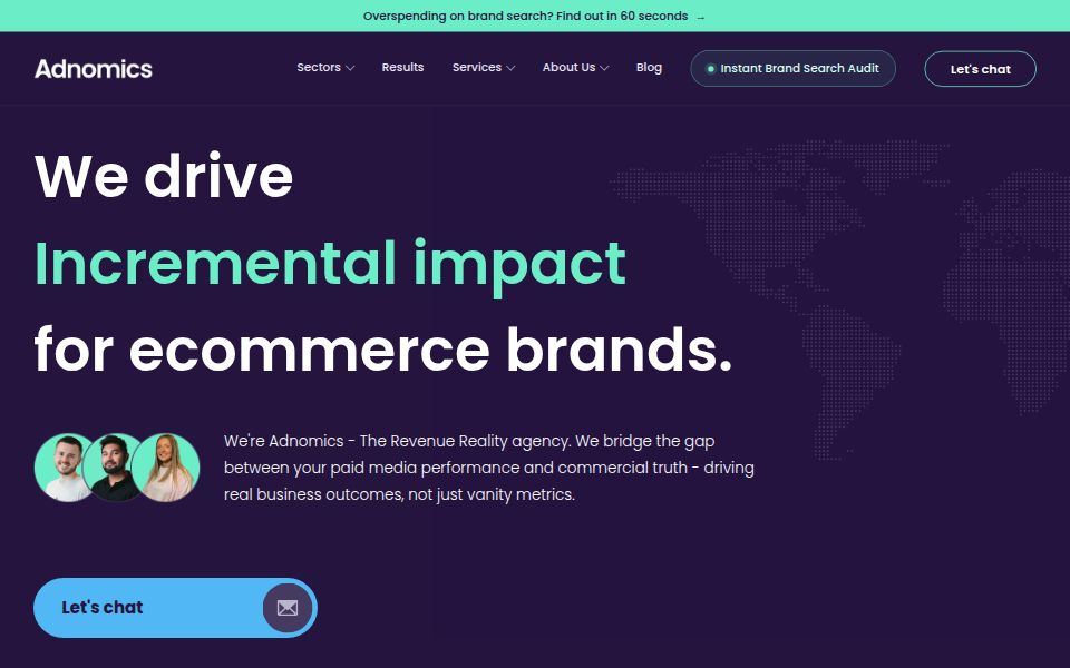 Adnomics homepage, September 2026