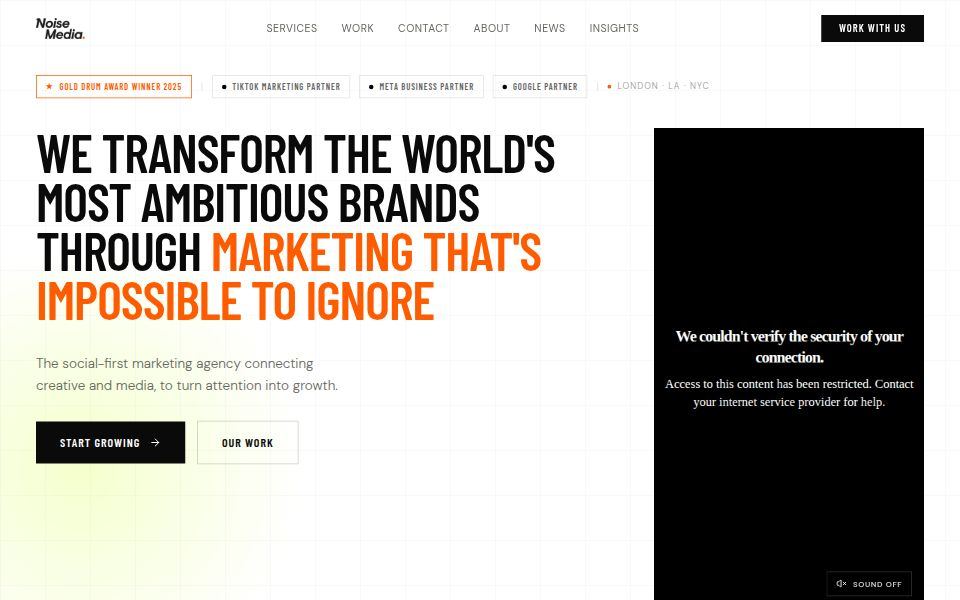 Noise Media homepage, September 2026